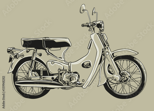 hand drawn motorcycle classic vector illustration clip art