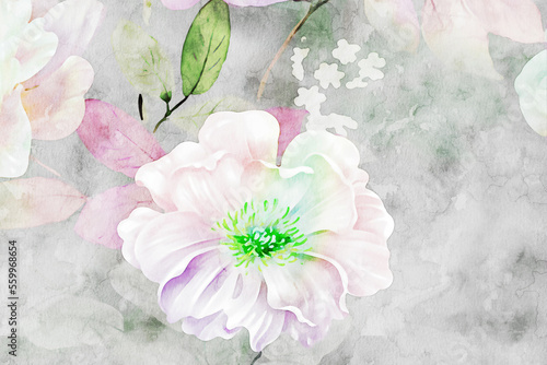 Beautiful abstract peony rose floral illustration