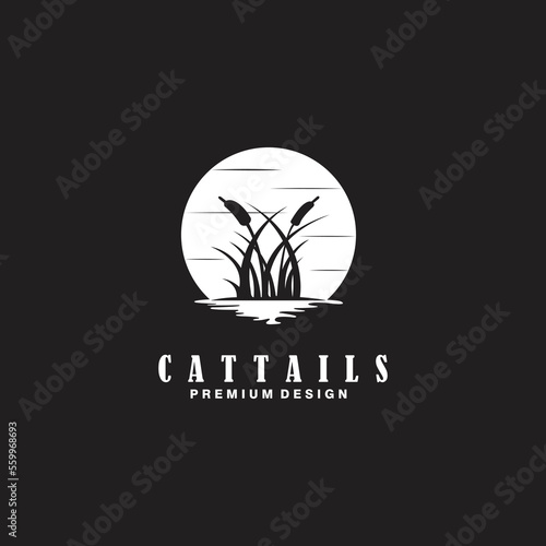 cattails silhouette logo line art design