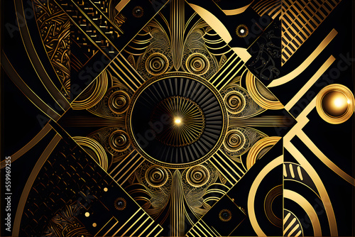 luxury Afrofuturism pattern ideal for backgrounds - African art - Golden