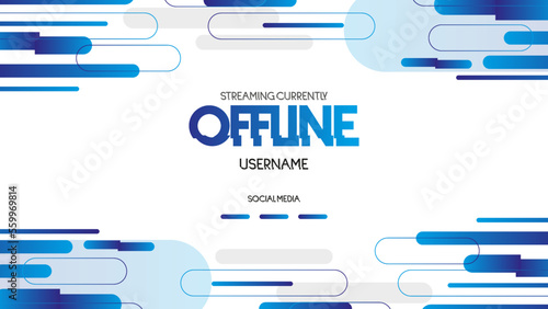 Streaming offline twitch banner background with gradient abstract shapes, vector illustration