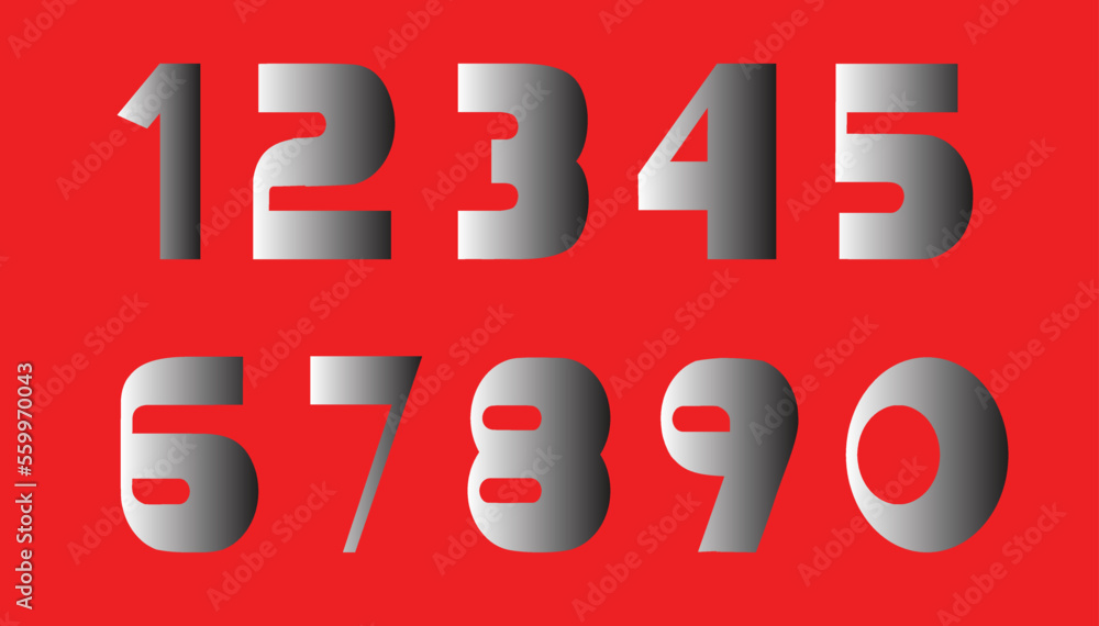 Silver Metallic Numerals, Numbers font Silver Metallic Numerals, Numbers font