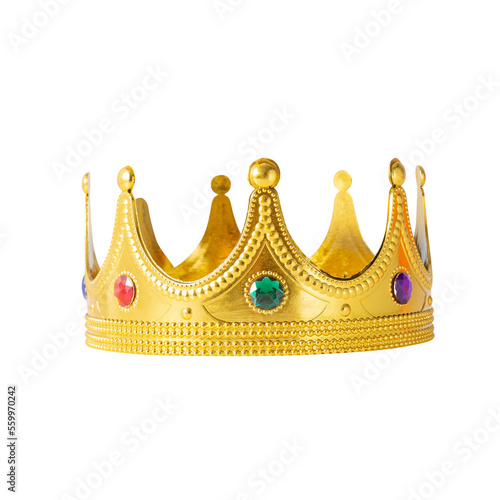 Fotografia, Obraz Realistic Golden Crown cutout, Png file.