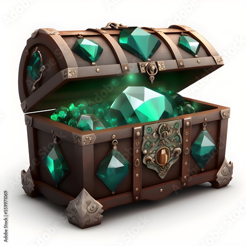 A magical treasure chest filled with crystals