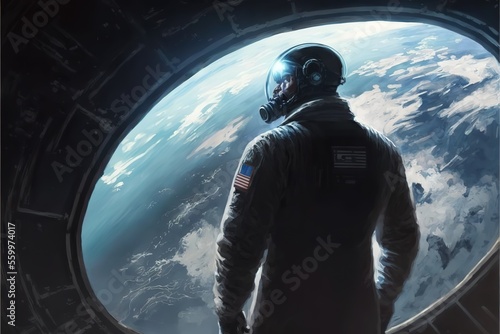 astronaut looks at other planets