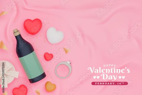 Valentine's day background in realistic 3d design