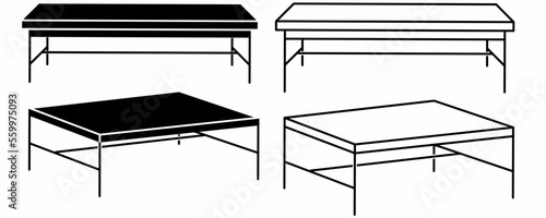 side view table icon set isolated on white background