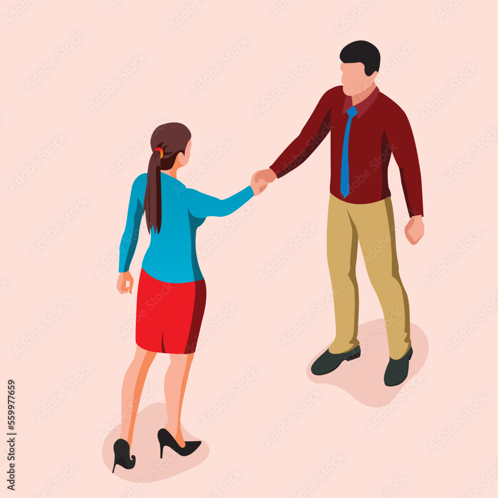 Two business people shaking hands after agreement and negotiation. Corporate handshake concept. Vector illustration with white background.