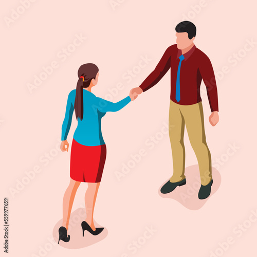 Two business people shaking hands after agreement and negotiation. Corporate handshake concept. Vector illustration with white background.