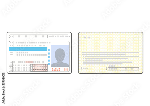 ブルー運転免許証（両面）のイラスト