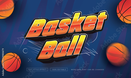 orange basketball with ball text effect editable