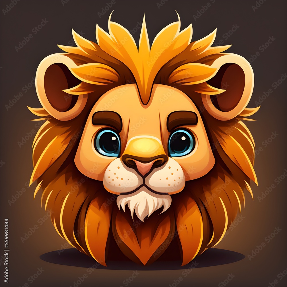 Fototapeta premium A beautiful flat lion icon