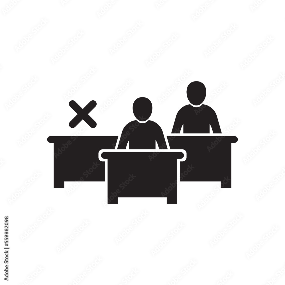 Attendance icon. Students in classroom. Vector icon isolated on white background. Attendance icon. Students in classroom. Vector icon isolated on white background.