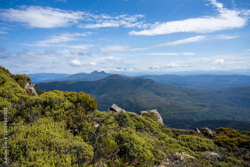 hiking up adamsons peak in tasmania australia