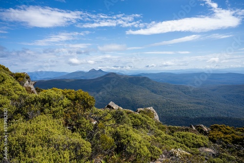hiking up adamsons peak in tasmania australia