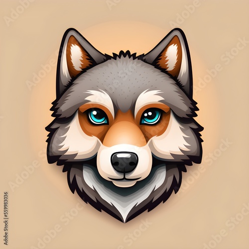 A beautiful flat wolf icon