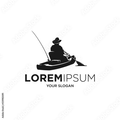  kayak fishing silhouette logo vector