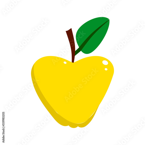 Yellow apple fruit vector illustration isolated on white background