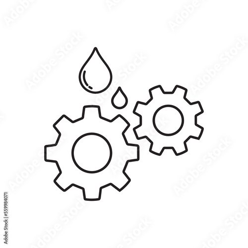 Oil and gear thin line icon. Automobile liquid vector illustration isolated on white. Auto lubricant outline style design, designed for web and app. Eps 10