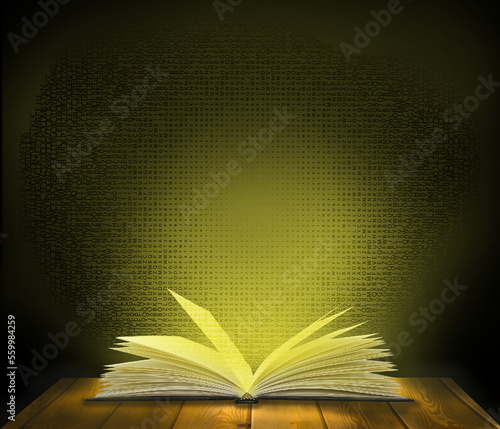 open book with glowing lights