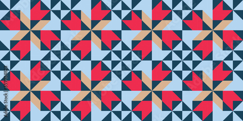 Abstract geometric barn quilt seamless pattern
