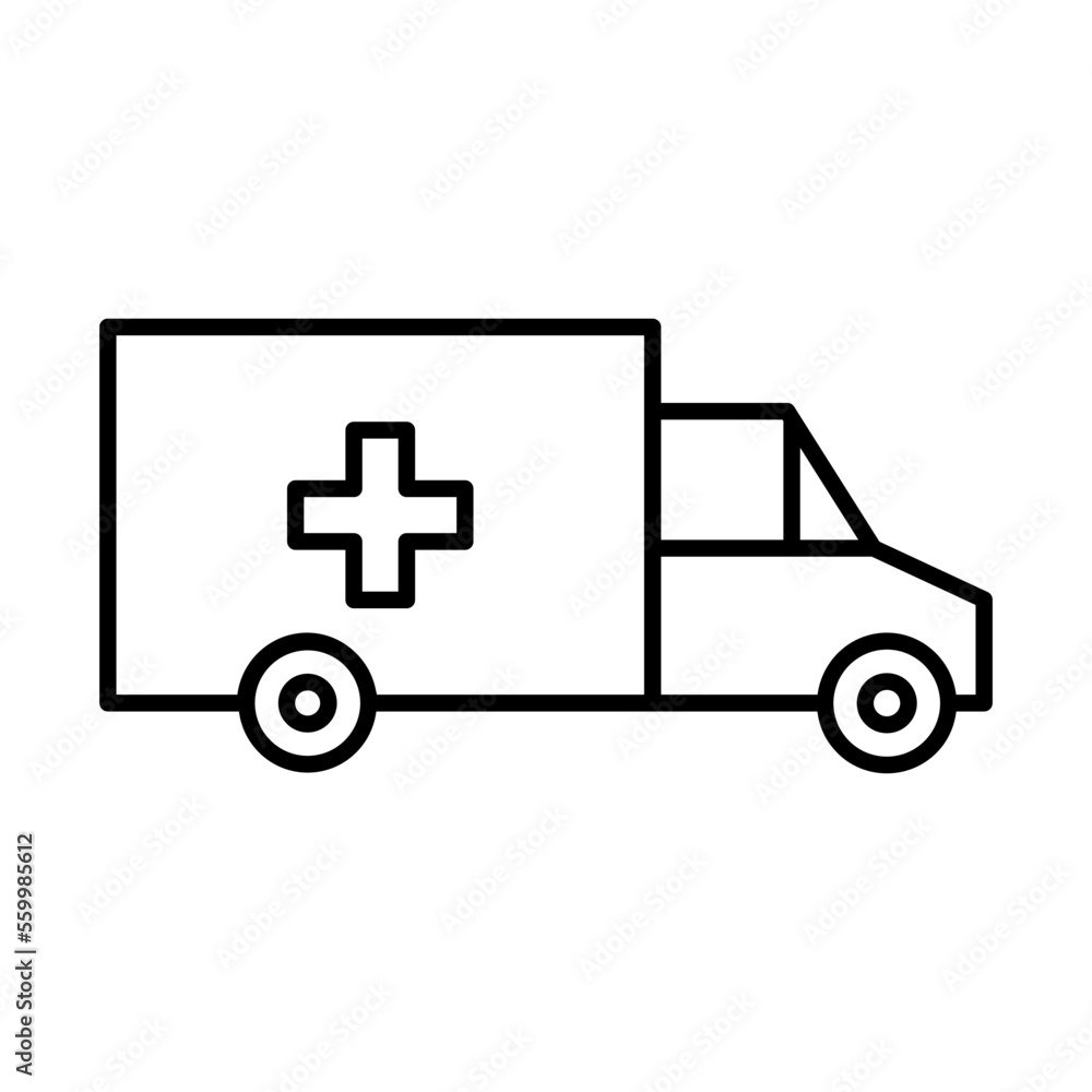 Ambulance Transportation Icons with black outline style Ambulance Transportation Icons with black outline style