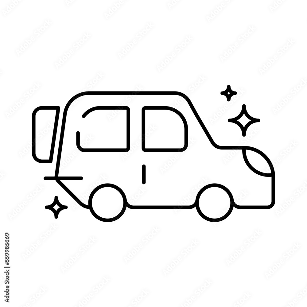 Jeep Transportation Icons with black outline style