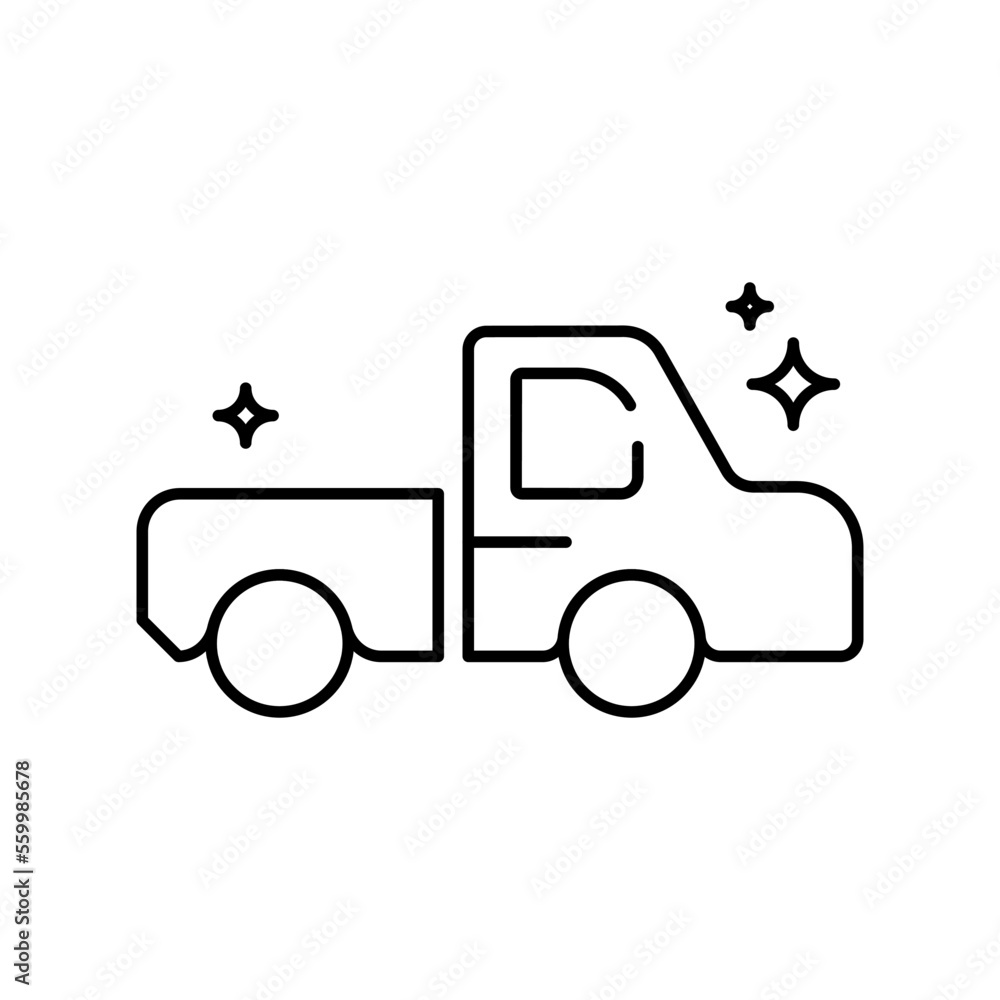Open truck Transportation Icons with black outline style Open truck Transportation Icons with black outline style