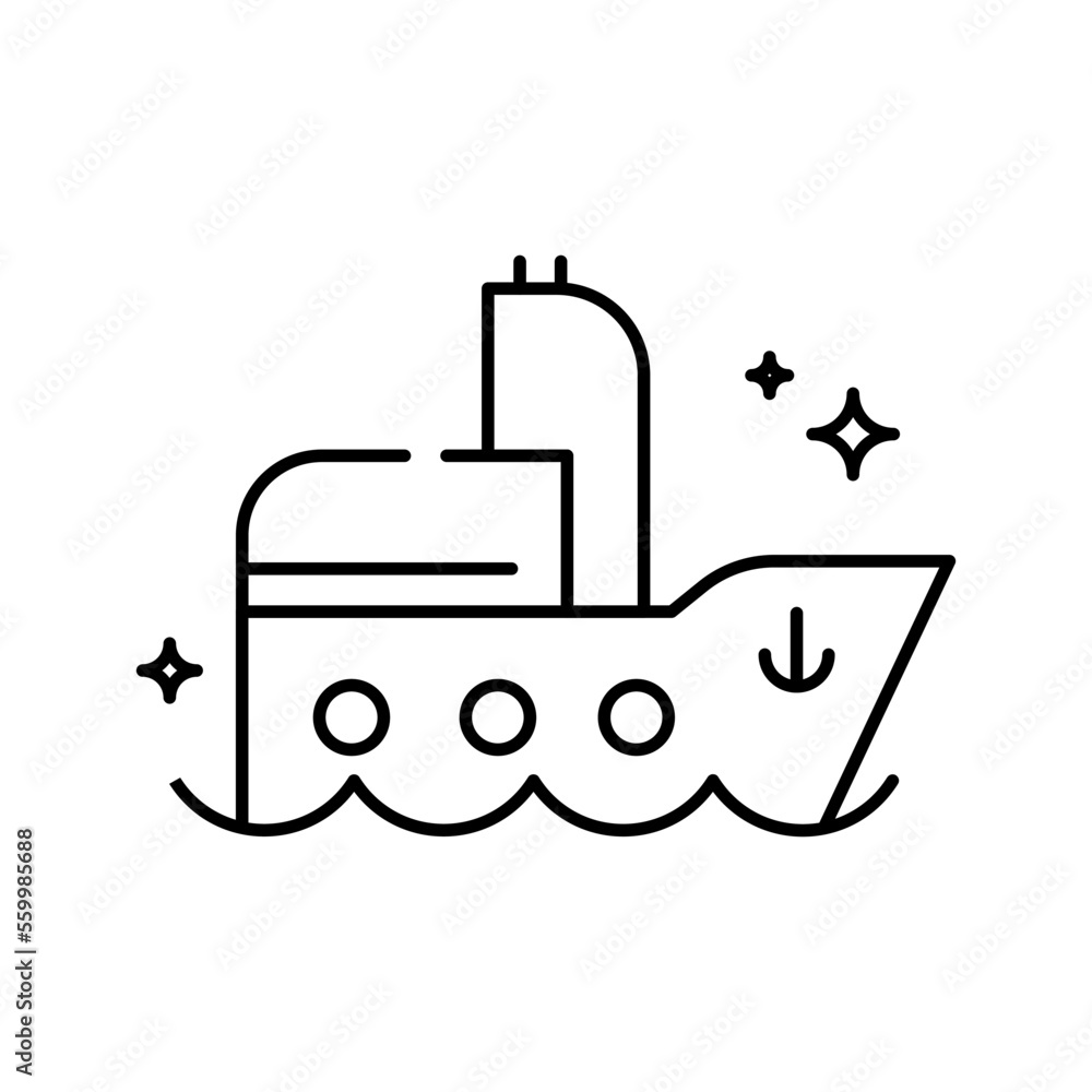 Ship Transportation Icons with black outline style Ship Transportation Icons with black outline style