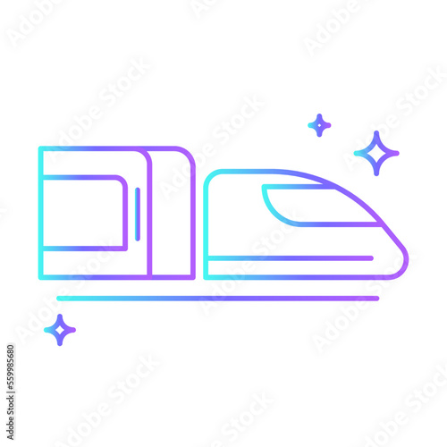 Train Transportation Icons with purple blue outline style