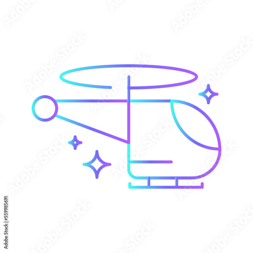 Helicopter Transportation Icons with purple blue outline style