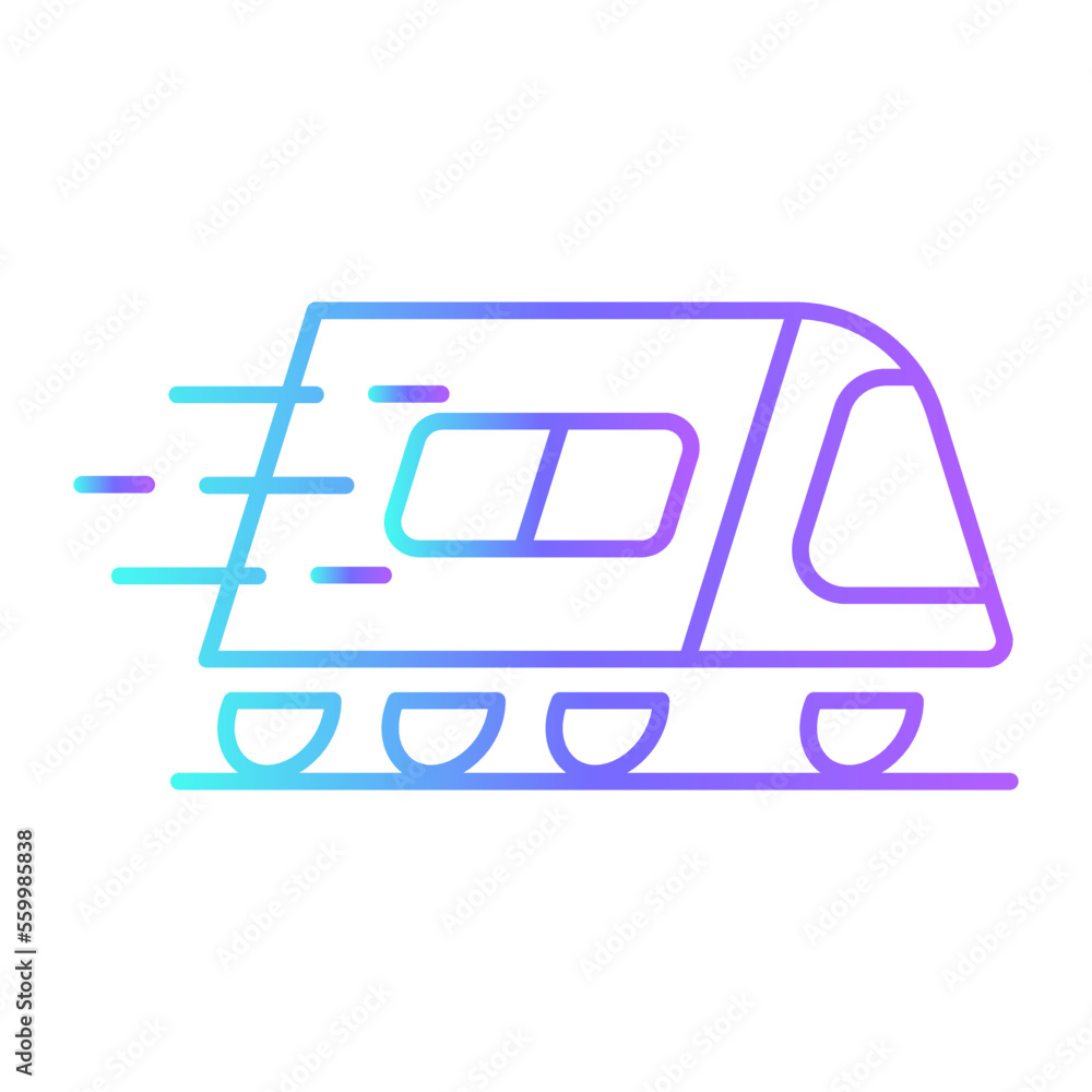 Train Transportation Icons with purple blue outline style Train Transportation Icons with purple blue outline style