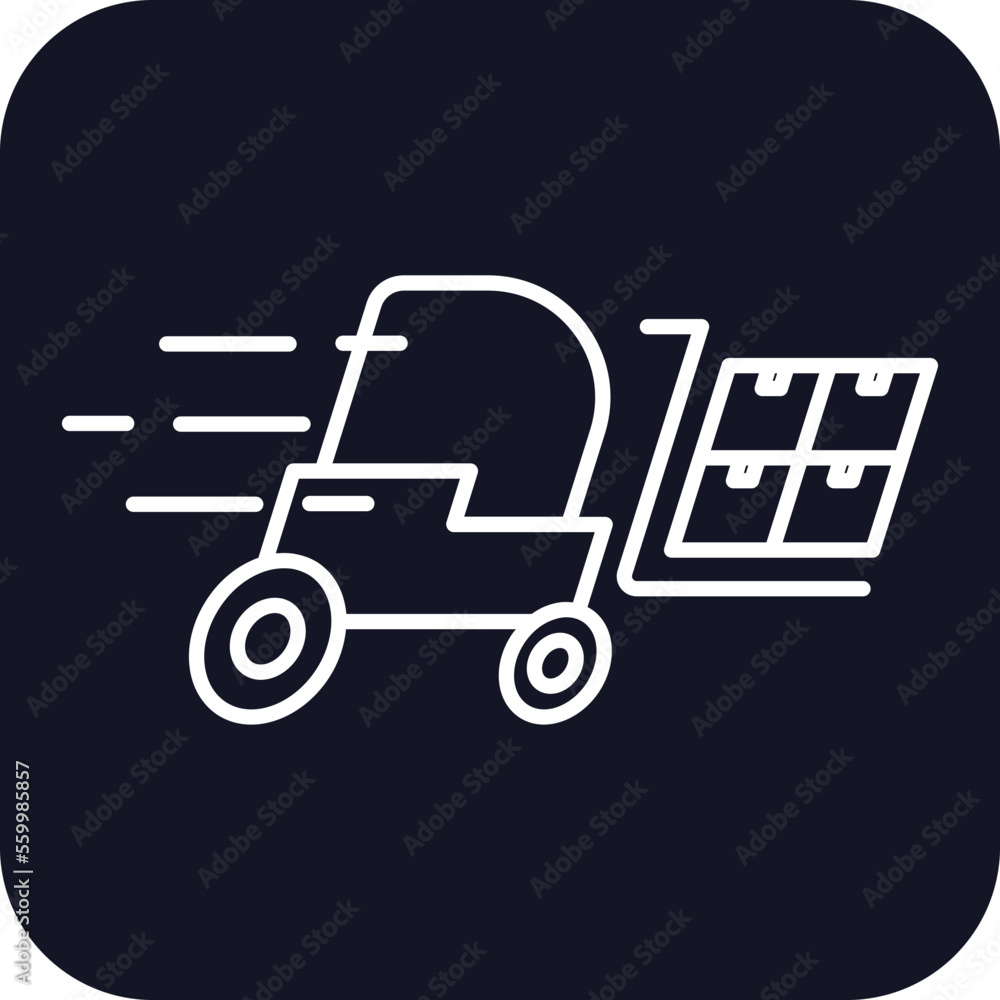 Forklift Transportation Icons with black filled outline style