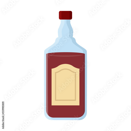 Cowboy or Texas element vector illustration. Cartoon drawing of hard liquor bottle isolated on white background. USA, Wild west or western concept