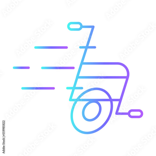 Wheel chair Transportation Icons with purple blue outline style