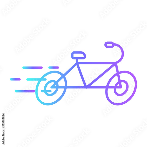 Bicycle Transportation Icons with purple blue outline style