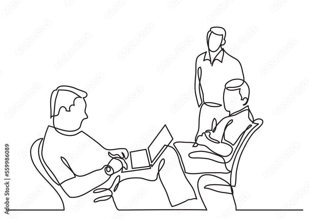 continuous line drawing job interview - PNG image with transparent background