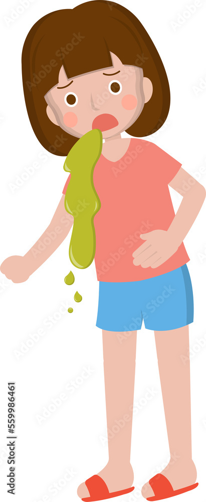 Girl vomiting cartoon comic vector Girl vomiting cartoon comic vector