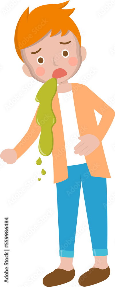 Obraz premium Male Vomiting Cartoon Comic Vector