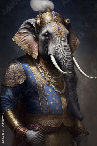 Renaissance elephant painting. Art created using generative AI