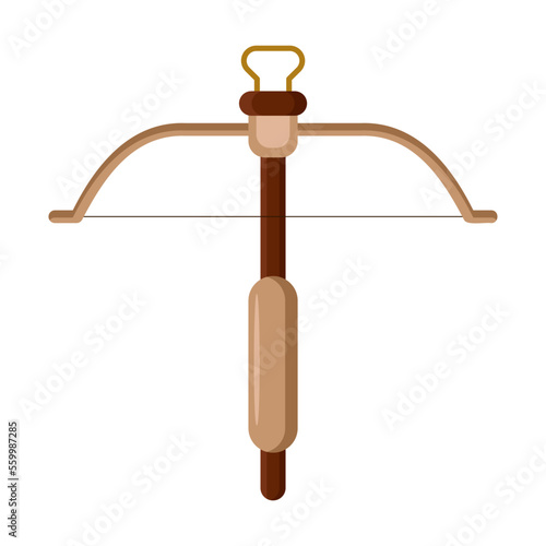 Ancient powerful crossbow of warrior vector illustration. Cartoon drawing of old weapon on white background. War, weapon concept for game design