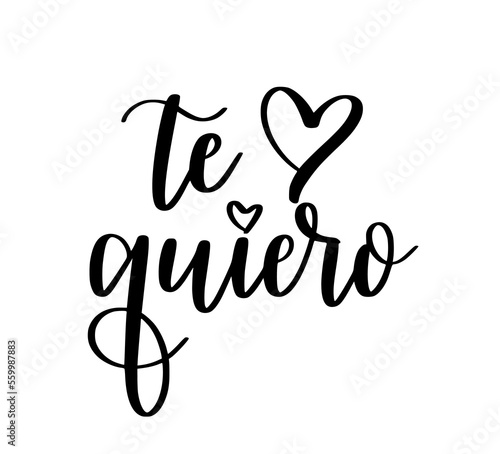Te quiero meaning I love you in Spanish. Calligraphy design on transparent background