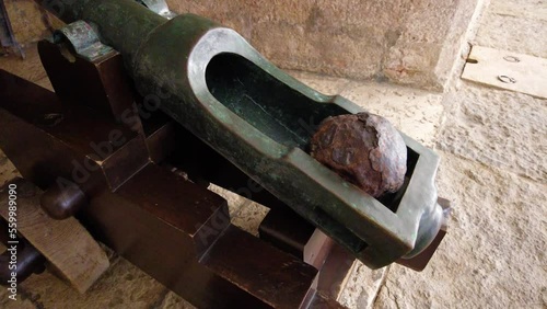 Close Up Of Ancient Portuguese Cannon In Belem Tower, Lisbon, Portugal 