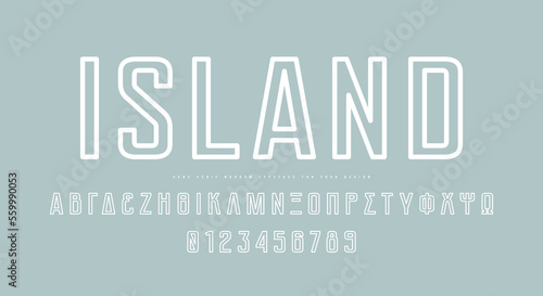Greek hollow sans serif font in laconic style