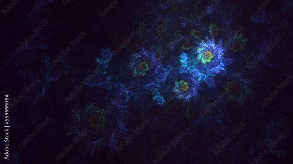 3D rendering abstract colorful fractal light background