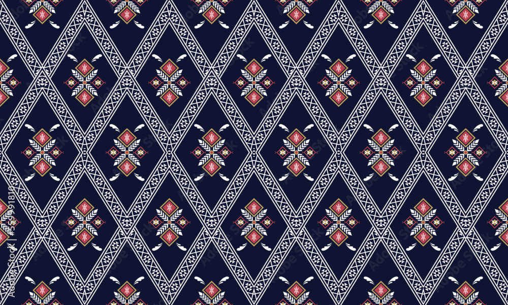 Abstract geometric ethnic pattern design for clothing, fabric, background, wallpaper, wrapping, batik. Knitwear, Pixel pattern, Embroidery style. Vector illustration Abstract geometric ethnic pattern design for clothing, fabric, background, wallpaper, wrapping, batik. Knitwear, Pixel pattern, Embroidery style. Vector illustration