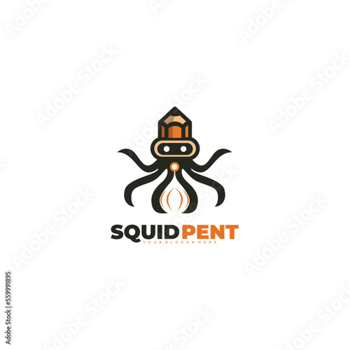 squid pen logo template vector design vector