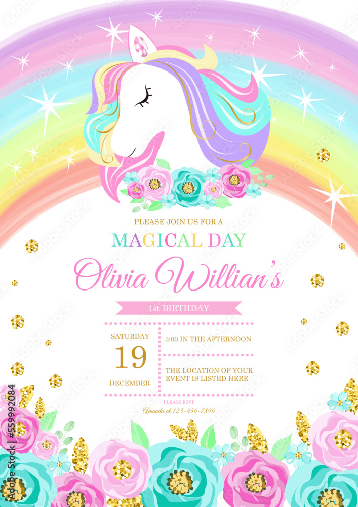 invitation card for the girl's first birthday party. Template for baby shower invitation. one year invitation card for the girl's first birthday party. Template for baby shower invitation. one year