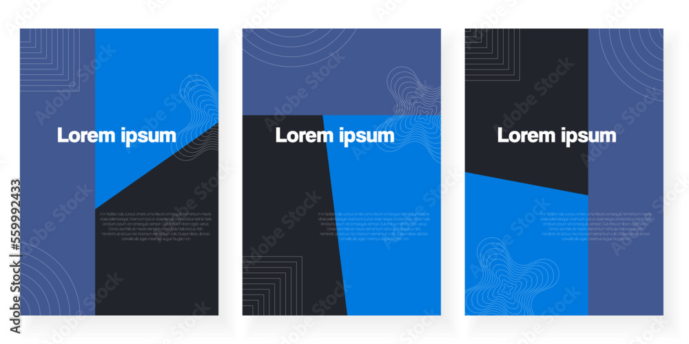 Set three colorful collection covers. Creative stylish posters, banners, templates, cards, covers Set three colorful collection covers. Creative stylish posters, banners, templates, cards, covers