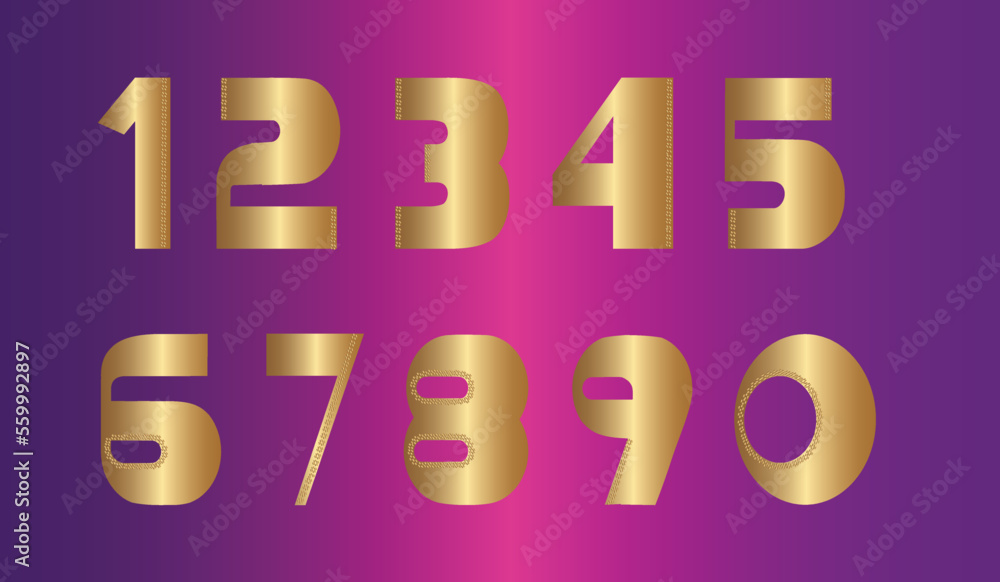 Golden Numerals, Numbers, Metallic font Golden Numerals, Numbers, Metallic font